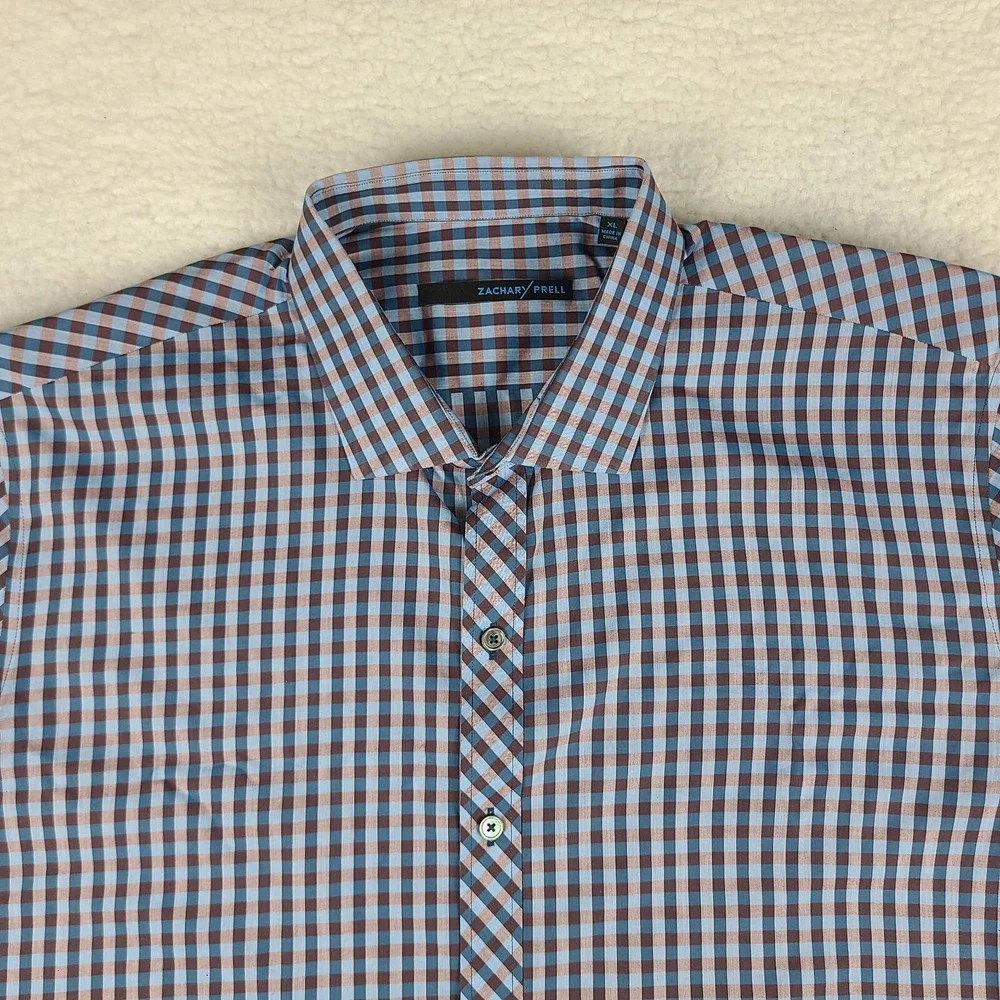 Zachary Prell Shirt Mens XL Multi Color Gingham‎ Check Dress Button Up EC